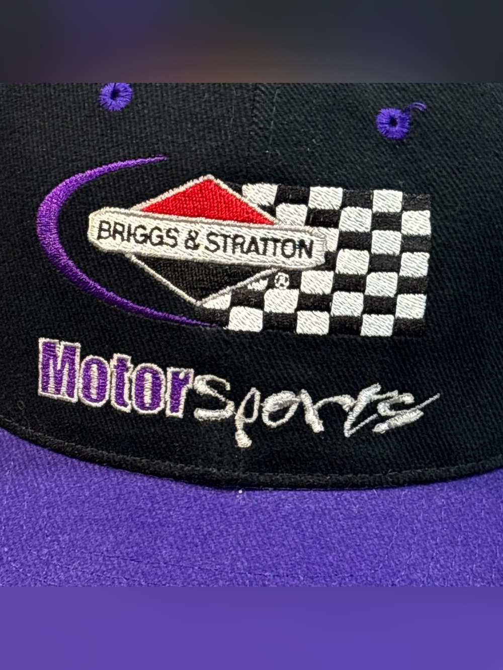 Briggs & Stratton Motorsports Hat Vintage Snapback Cap Black Purple Racing 90s - Picture 3 of 13